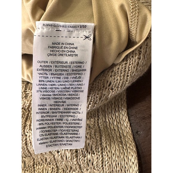 Lauren Ralph Lauren NWT SZ XL Gold Knit Sleeveless Maxi Dress Side Slits Ribbed - Picture 16 of 16